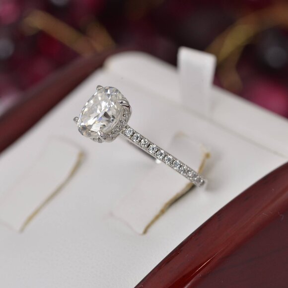 Fully Iced Oval Engagement Solitaire Moissanite Ring - Picture 5 of 12